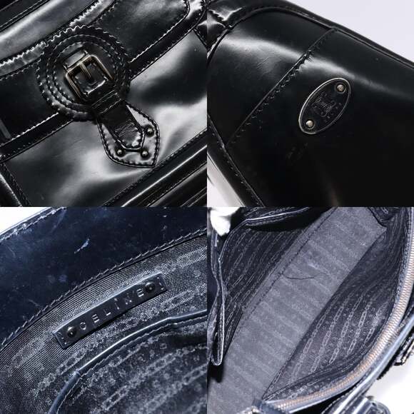 CELINE Boogie Bag Hand Bag Enamel Black Silver - Picture 11 of 13